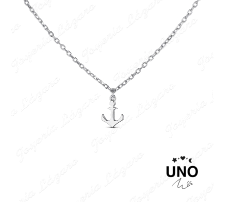 GARGANTILLA PLATA UNO MAS CON CADENA FORZADA 38 MAS 5 CM Y ANCLA