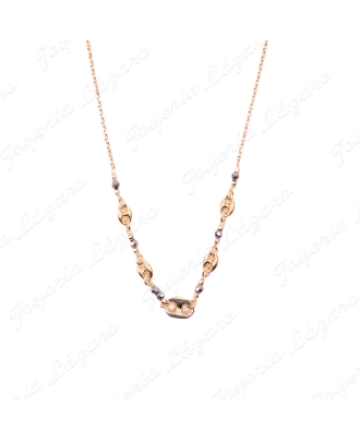 GARGANTILLA PLATA CHAPADA ORO, CALABROTE+ESMALTE /BOLAS GRIS TALLADAAS