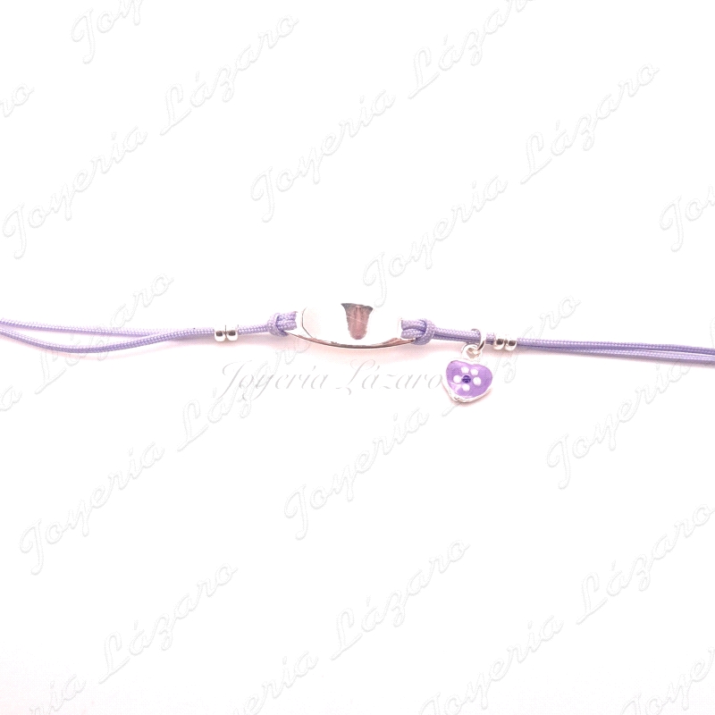 ESCLAVA PLATA NIÑA CORDON LILA