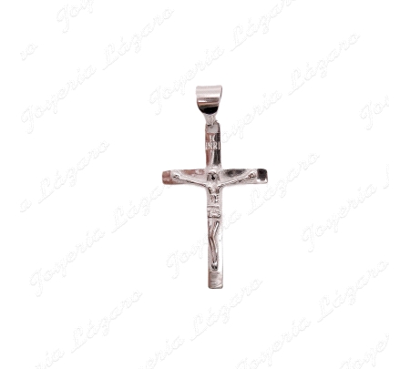 CRUZ PLATA TABLA CON CRISTO 21X34MM