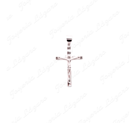 CRUZ PLATA CON CRISTO 21X17MM