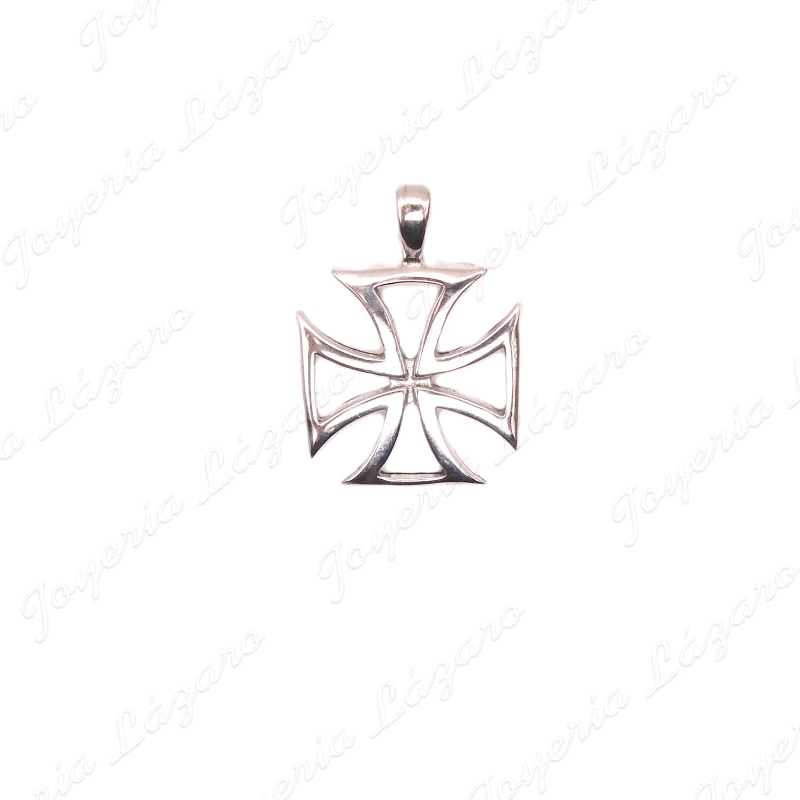 CRUZ PLATA TEMPLARIA LISA  CALADA 33MM