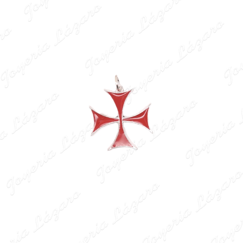 CRUZ PLATA TEMPLARIA ESMALTADA 25MM