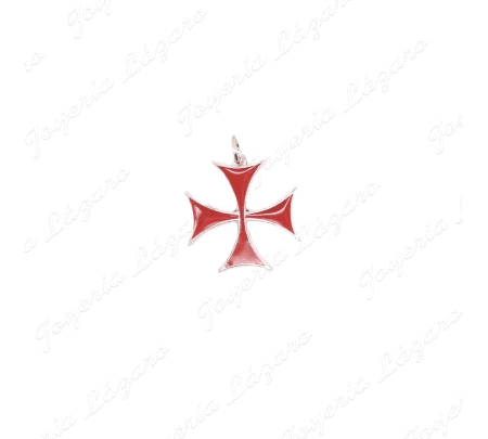 CRUZ PLATA TEMPLARIA ESMALTADA 25MM