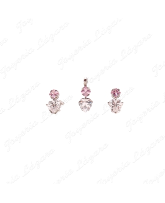 COLGANTE GR. PLATA CORAZON+CUAJO CIRCONITA ROSAY BLANCA