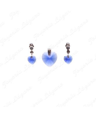COLGANTE GR. PLATA CORAZON AZUL PIEDRA SWAROVSKI