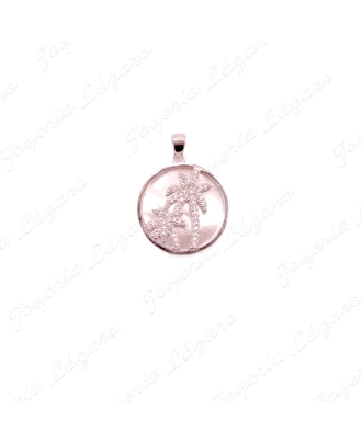 COLGANTE  PLATA REDONDO,NACAR,PALMERAS CIRCONITAS