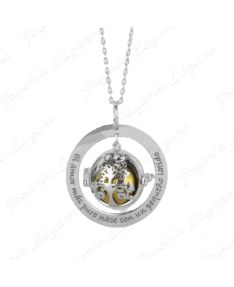 COLLAR PLATA LLAMADOR DE ANGEL PARA MAMA CERCO FRASE