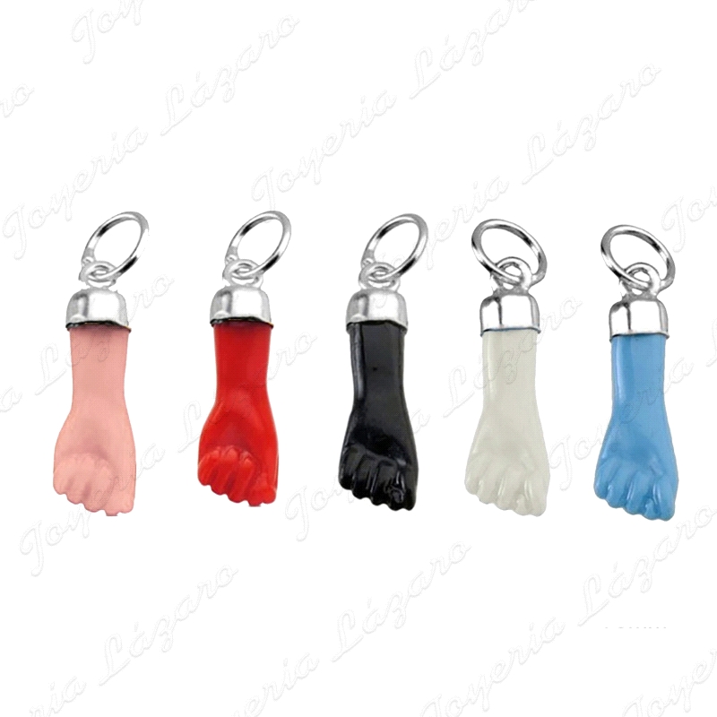 COLGANTE PLATA PUÑO / HIGA NEGRO 18X5MM