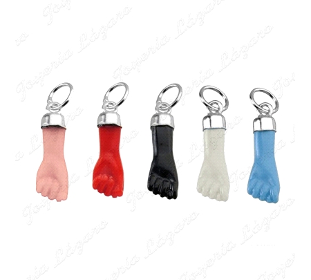 COLGANTE PLATA PUÑO / HIGA NEGRO 18X5MM