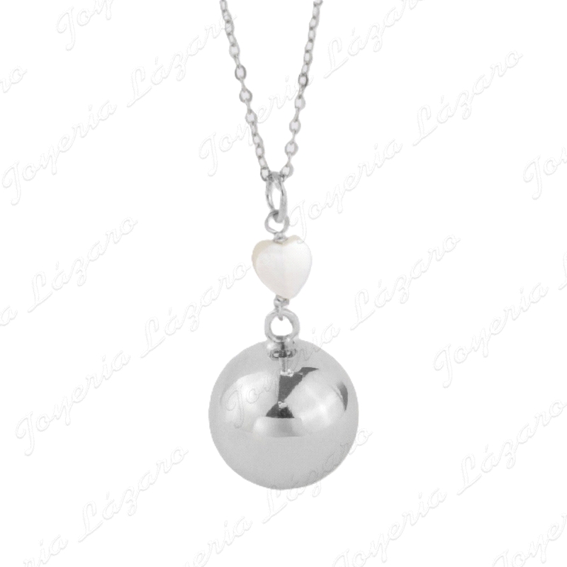 COLGANTE PLATA LLAMADOR DE ANGEL+CORAZON NACAR CADENA FORZADA