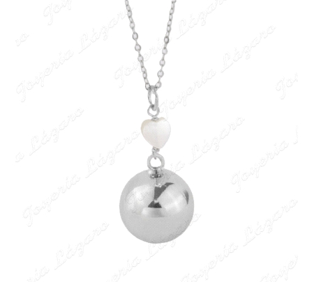 COLGANTE PLATA LLAMADOR DE ANGEL+CORAZON NACAR CADENA FORZADA