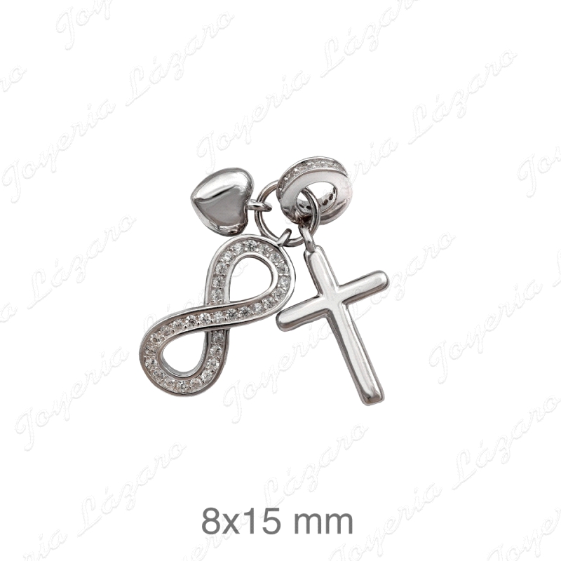 COLGANTE PLATA INFINITO CRUZ CORAZON