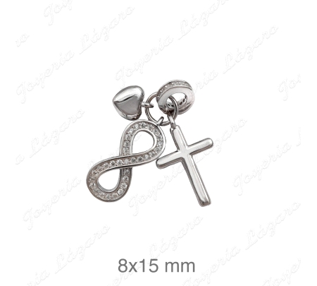 COLGANTE PLATA INFINITO CRUZ CORAZON