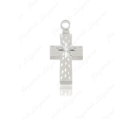 COLGANTE PLATA GUARDACENIZAS CRUZ TALLADA