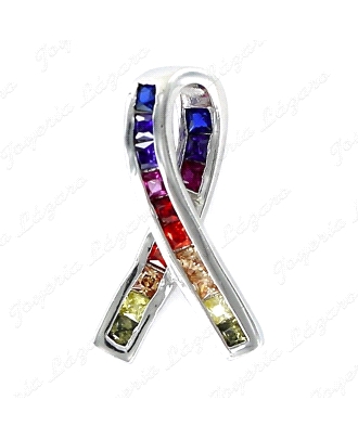 COLGANTE PLATA ARCOIRIS LAZO SOLIDARIO DE 23 MM CON PRINCESAS DE COLOR