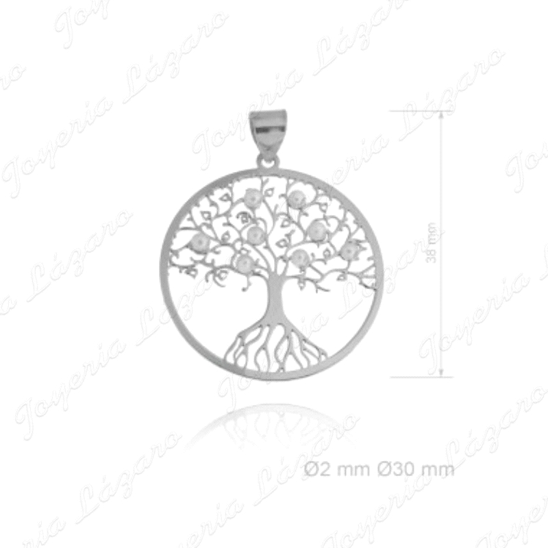 COLGANTE PLATA ARBOL VIDA PERLITAS  30MM
