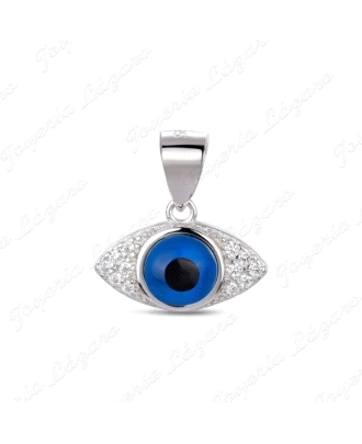 COLGANTE PLATA OJO CON CIRCONITAS 15MM