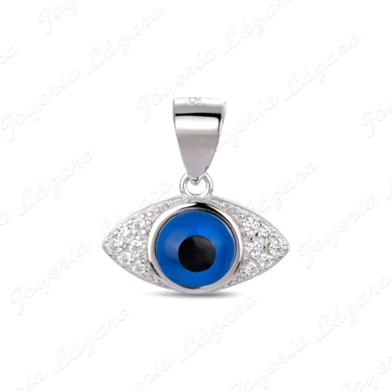 COLGANTE PLATA OJO CON CIRCONITAS 15MM