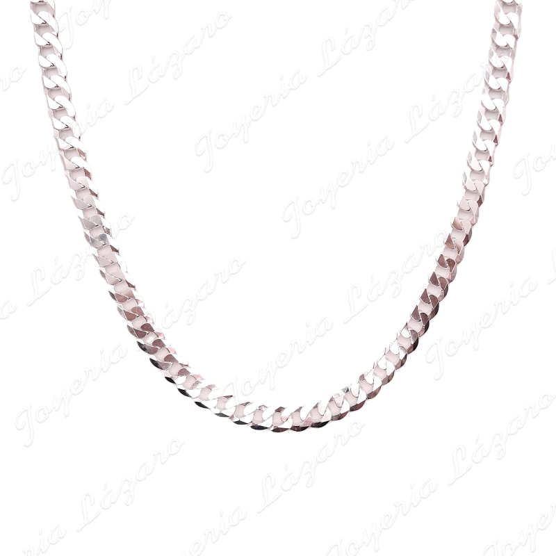 CADENA 60 CM. PLATA BARBADA PLANA MACIZA 8MM
