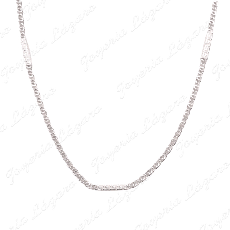 CADENA 60 CM. PLATA MIXTA PLACAS GRECA