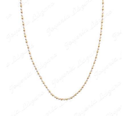 CADENA 50 CM. PLATA BICOLORE BOLAS GALLONADAS ALTERNAS