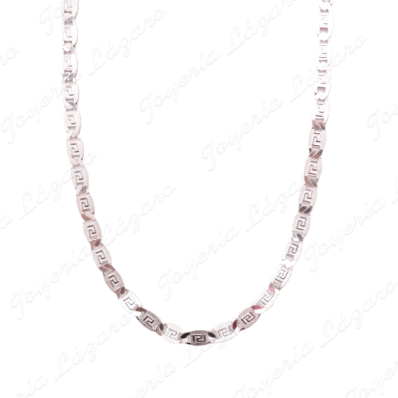PLATA CADENA 50 CM.PLACAS OVALADAS CON GRECA