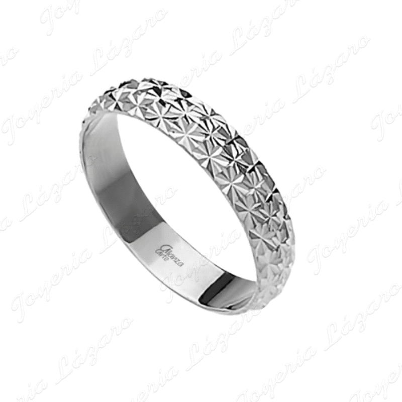 ALIANZA PLATA 1/2 CAÑA 4MM FACETADA ESTRELLITAS