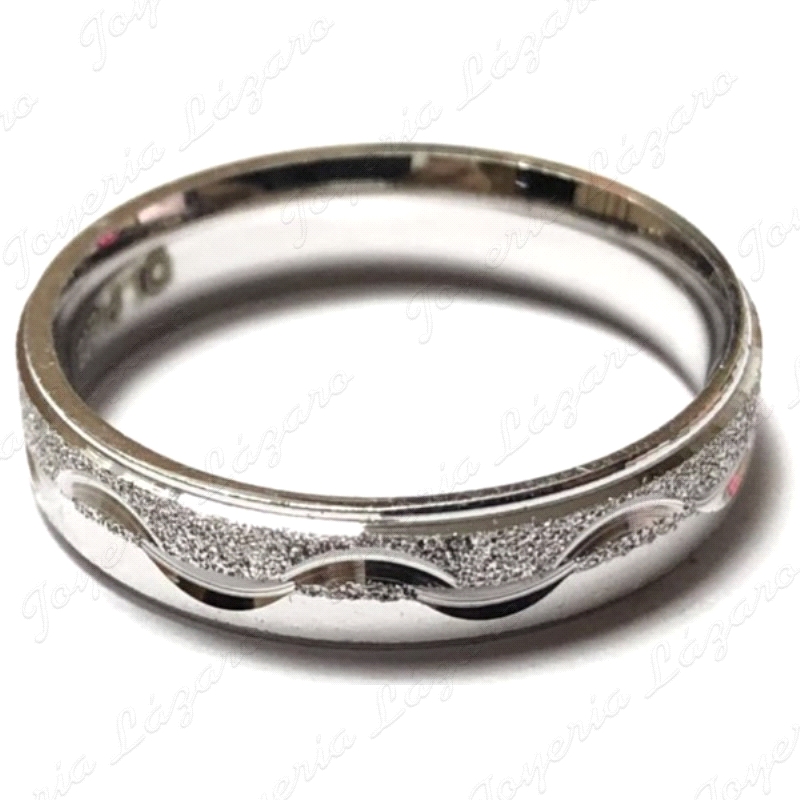 ALIANZA PLATA CONFORT 4MM ONDAS EN CENTRO, MITAD TALLADA