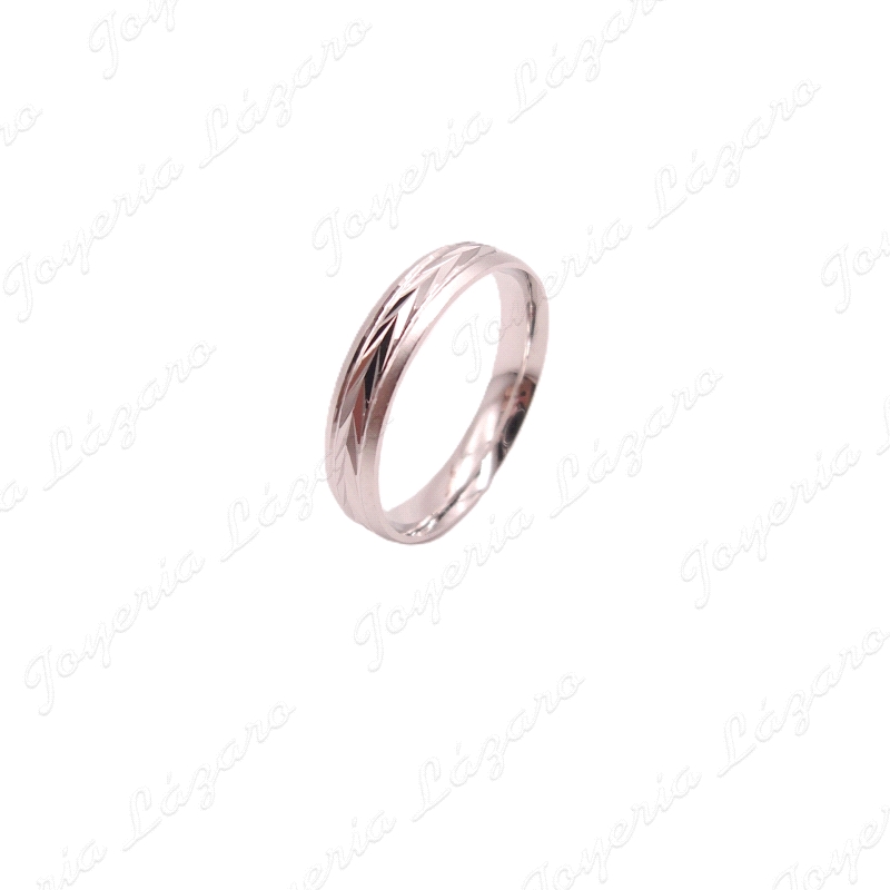 ALIANZA PLATA 4MM TALLADO ESPIGA CENTRO CANTOS MATE