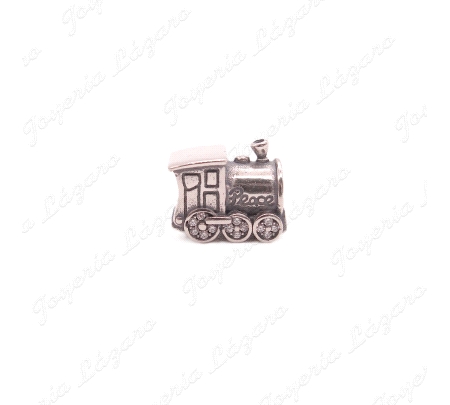 ABALORIO PLATA TREN RUEDAS CIRCONITAS