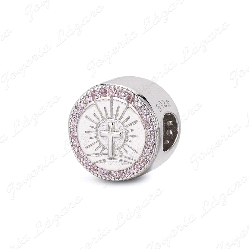 ABALORIO PLATA A TU LADO DISCO CON CRUZ