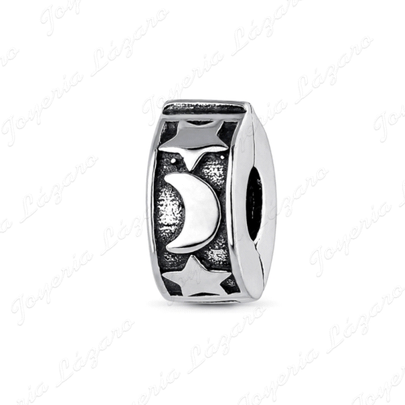ABALORIO PLATA CLIP A TU LADO LUNA Y ESTRELLAS