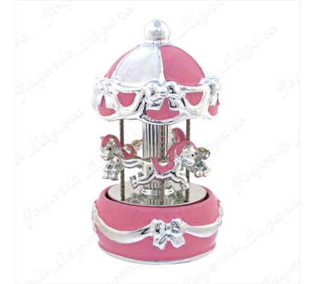 BEBE ARTICULO DE REGALO CARROUSEL ROSA LAZOS 17CM