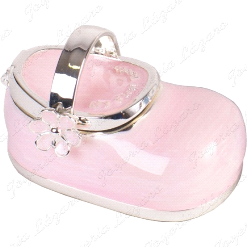 CAJITA DE DIENTES PLATEADA ESMALTADA ROSA 6X4X4CM