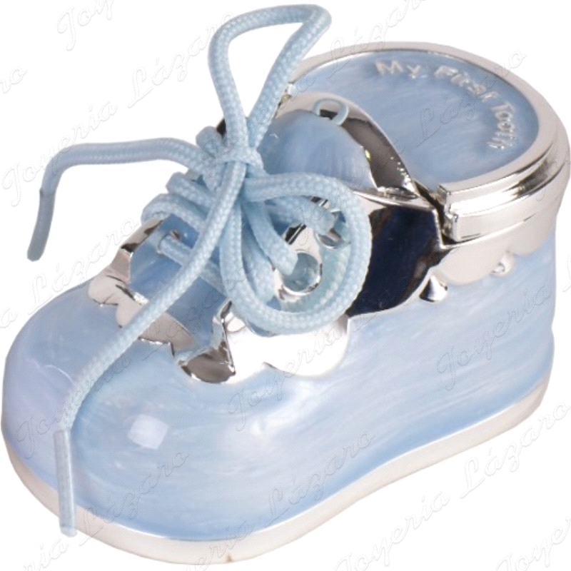 CAJITA DE DIENTES PLATEADA ESMALTADA 6X4X4CM AZUL