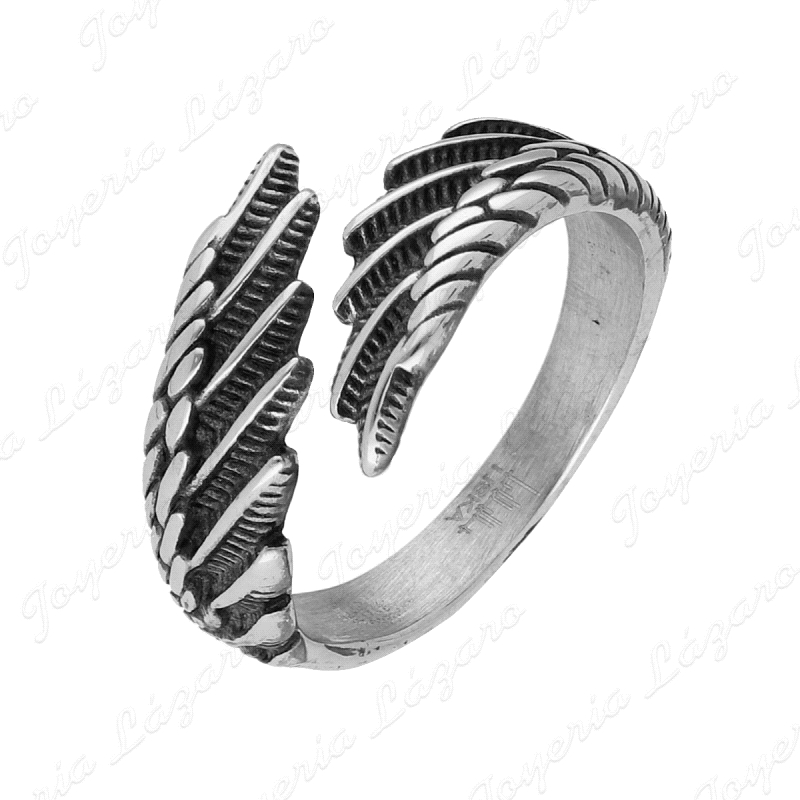 SORTIJA ACERO ALAS ENFRENTADAS ABIERTAS