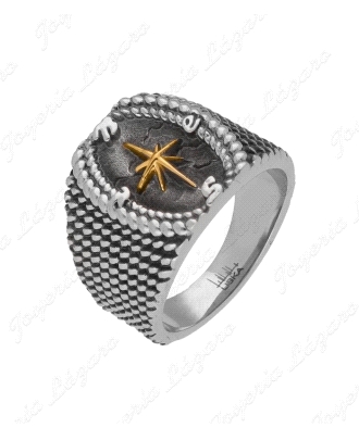 SORTIJA ACERO ROSA DE LOS VIENTOS SODORADA