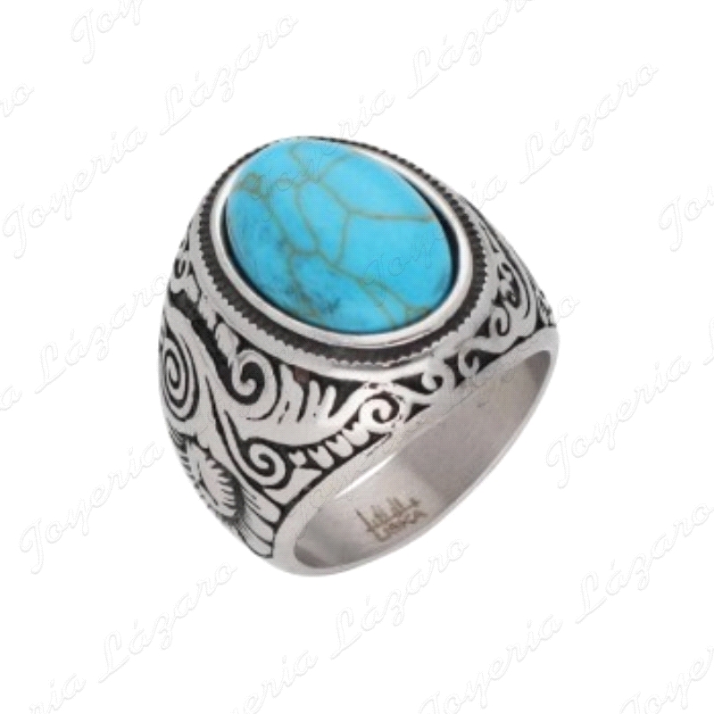 SORTIJA ACERO Y TURQUESA