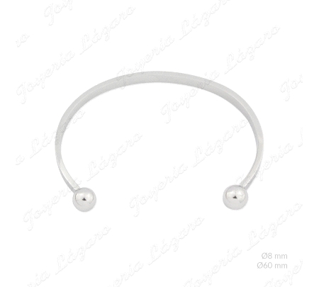 PULSERA ACERO BRAZALETE TABLA ABIERTO BOLAS EN PUNTAS
