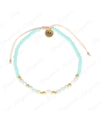 PULSERA ACERO DORADO PERLAS+PIEDRAS NATURALES