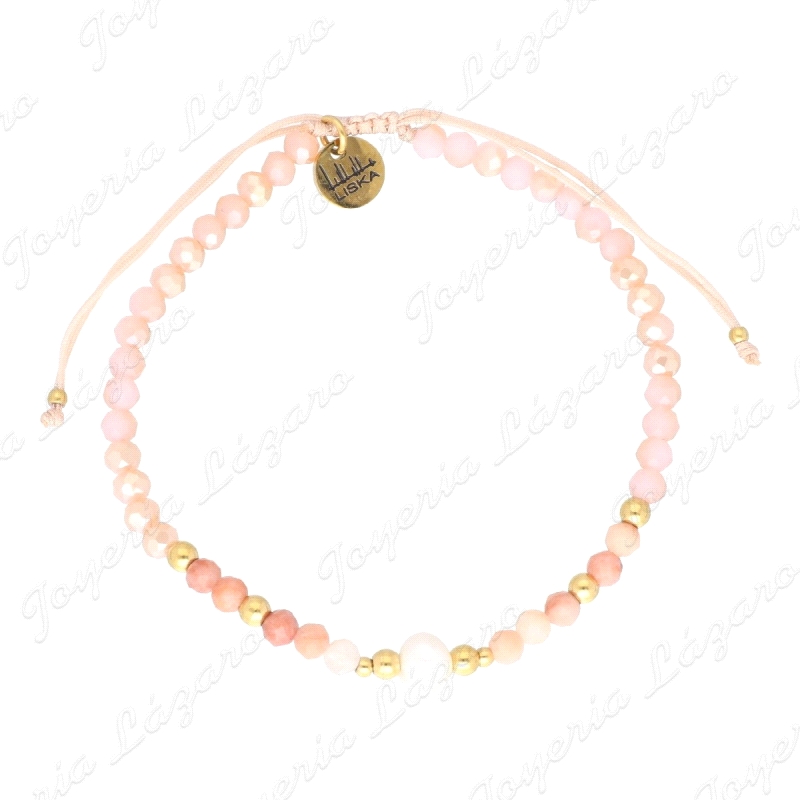PULSERA ACERO DORADO PERLAS+PIEDRAS NATURALES