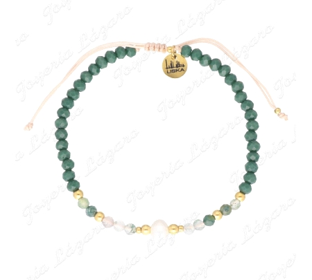 PULSERA ACERO PERLAS NATURALES Y PIEDRAS NATURALES