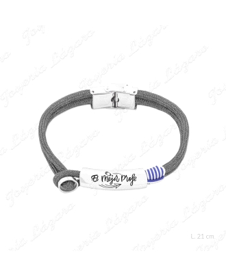 PULSERA ACERO CORDON GRIS, FRSE PROFE