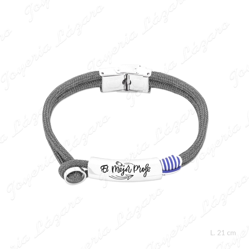 PULSERA ACERO CORDON GRIS, FRSE PROFE