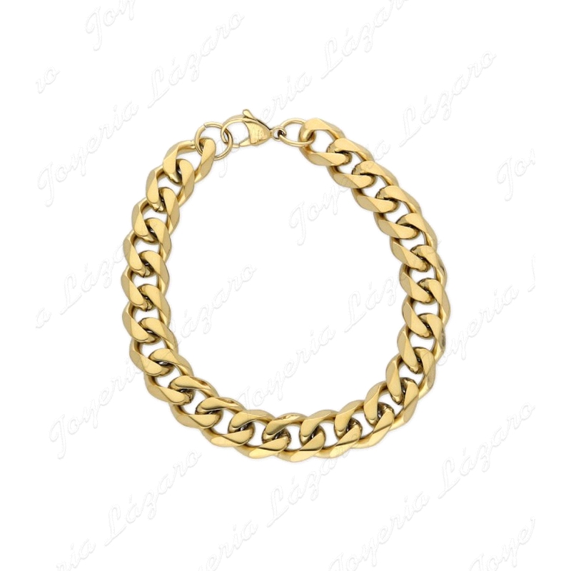 PULSERA ACERO BARBADA BAÑO DE ORO 21CM X 11MM