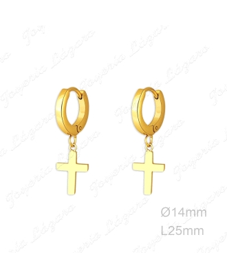 PEND. AROS ACERO DORADO  TABLA BISAGRA+CRUZ COLGANDO