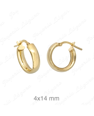 PEND. AROS ACERO BAÑO ORO 4X10MM MEDIA CAÑA