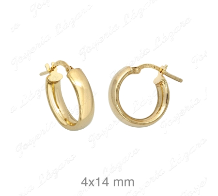 PEND. AROS ACERO BAÑO ORO 4X10MM MEDIA CAÑA