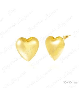 PEND. LAON CHAPADO ORO CORAZONES 30X30 C. PRESION SILICONA